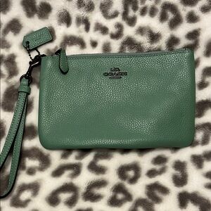 Coach Teal Leather Wristlet